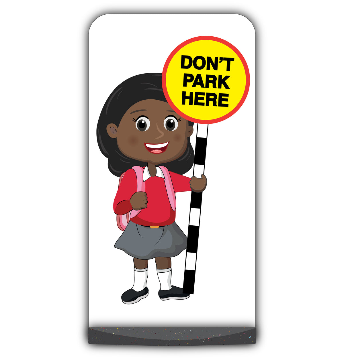 School Kid Flat Panel Pavement Sign – Naomi – Don’t Park Here – Red Uniform