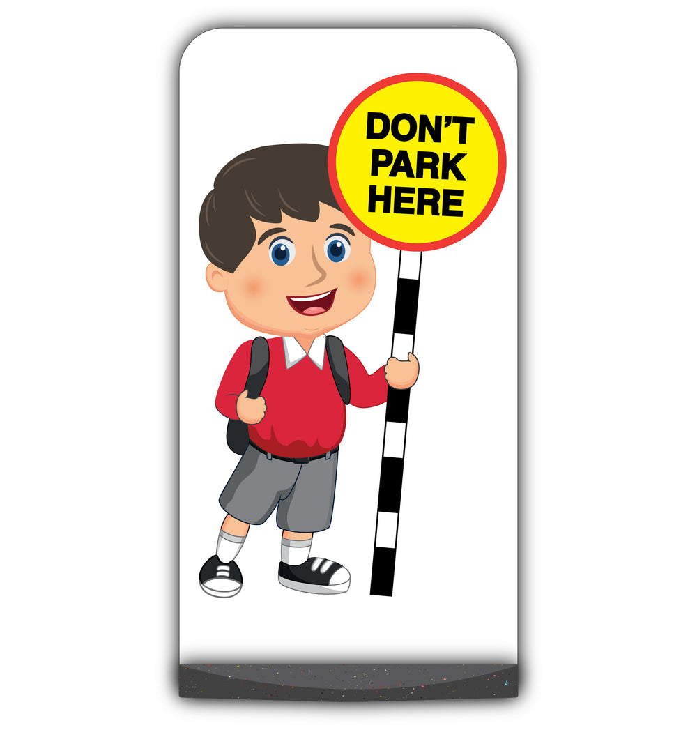 School Kid Flat Panel Pavement Sign – Charlie – Don’t Park Here – Red Uniform