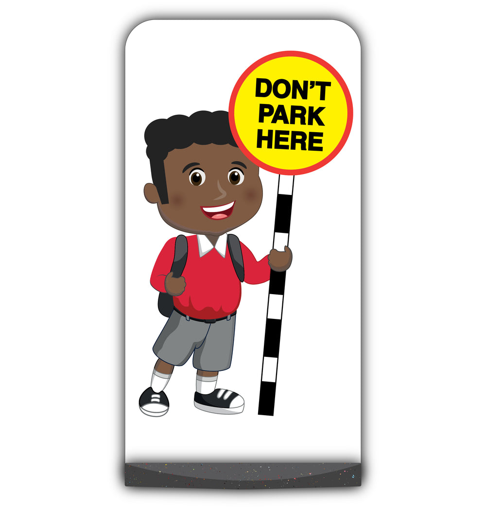 School Kid Flat Panel Pavement Sign – Toby – Don’t Park Here – Red Uniform