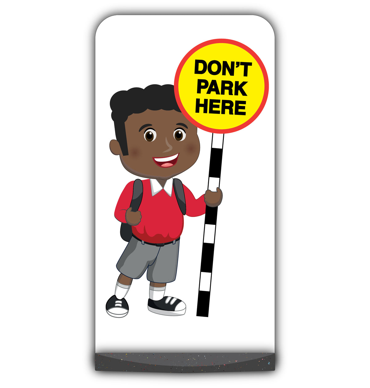 School Kid Flat Panel Pavement Sign – Toby – Don’t Park Here – Red Uniform