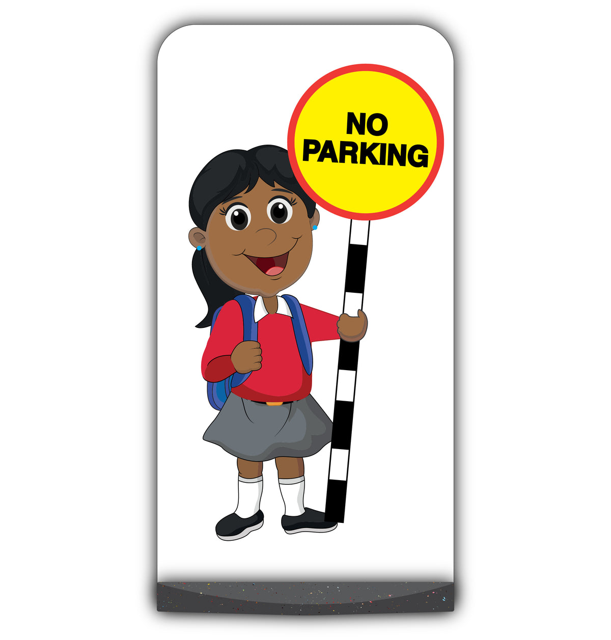 School Kid Flat Panel Pavement Sign – Ruby – No Parking – Red Uniform