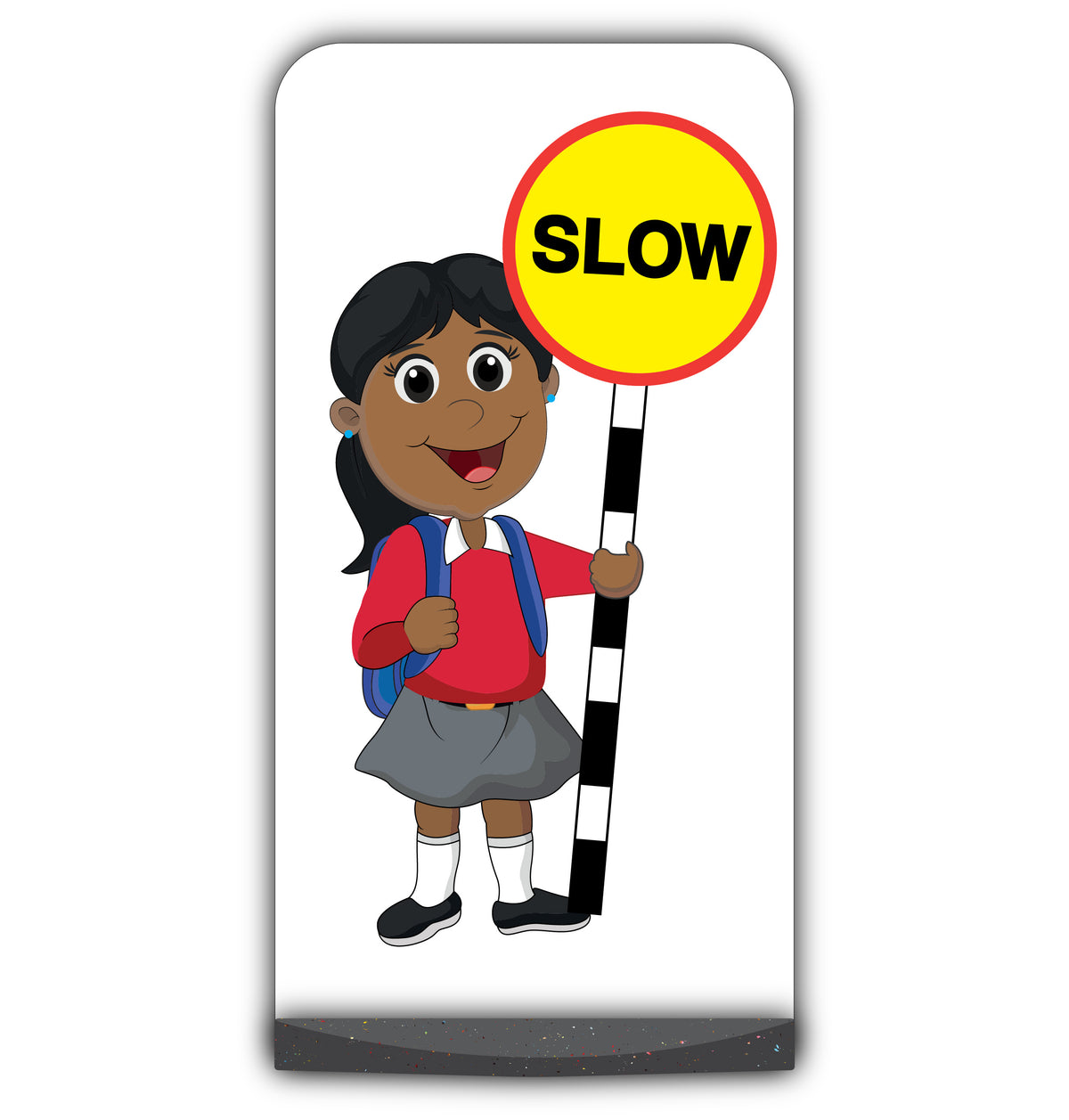 School Kid Flat Panel Pavement Sign – Ruby – Slow – Red Uniform