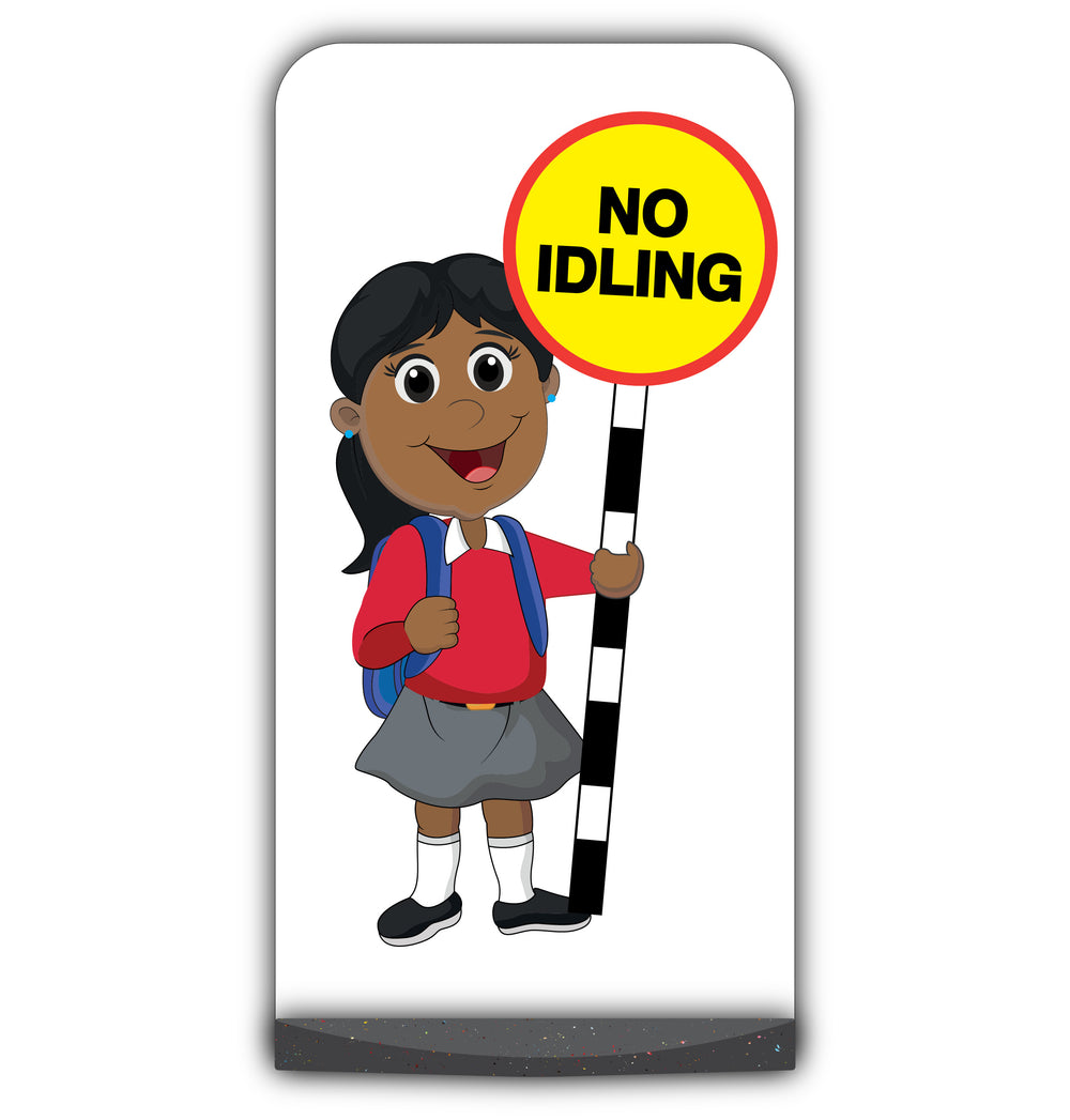 School Kid Flat Panel Pavement Sign – Ruby – No Idling – Red Uniform