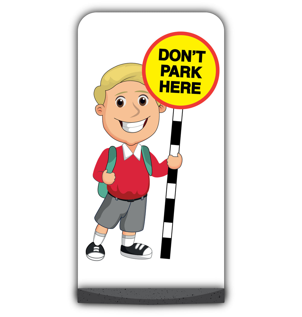 School Kid Flat Panel Pavement Sign – Finn – Don’t Park Here – Red Uniform