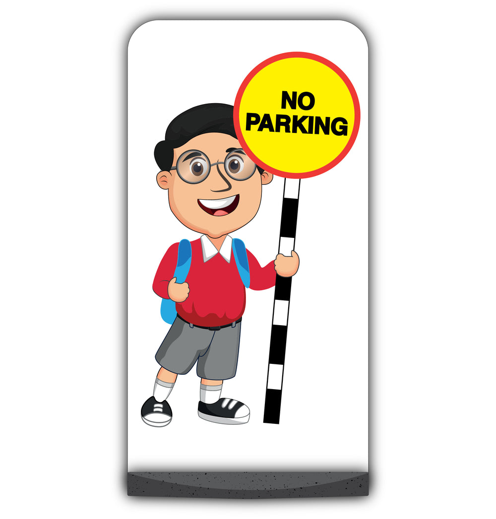 School Kid Flat Panel Pavement Sign – Liam – No Parking – Red Uniform