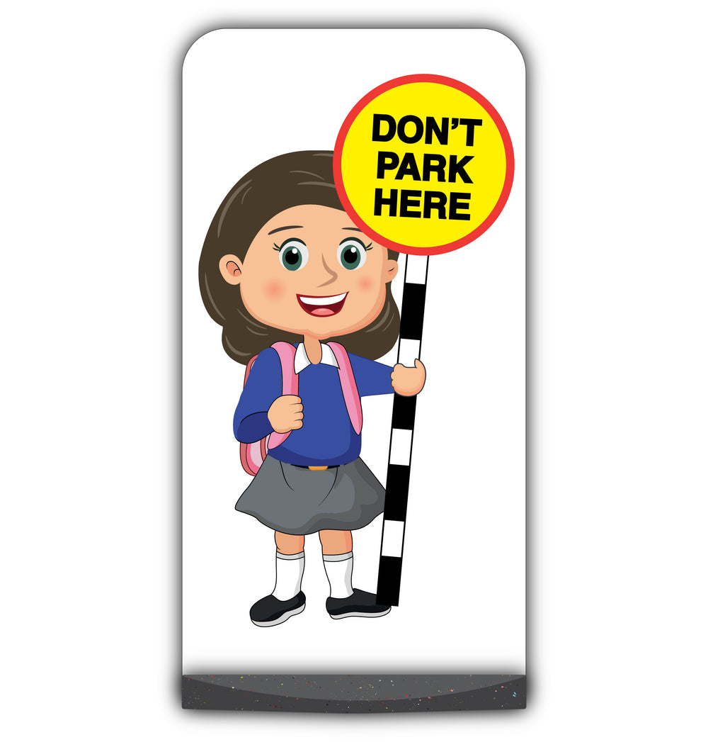 School Kid Flat Panel Pavement Sign – Mollie – Don’t Park Here – Blue Uniform