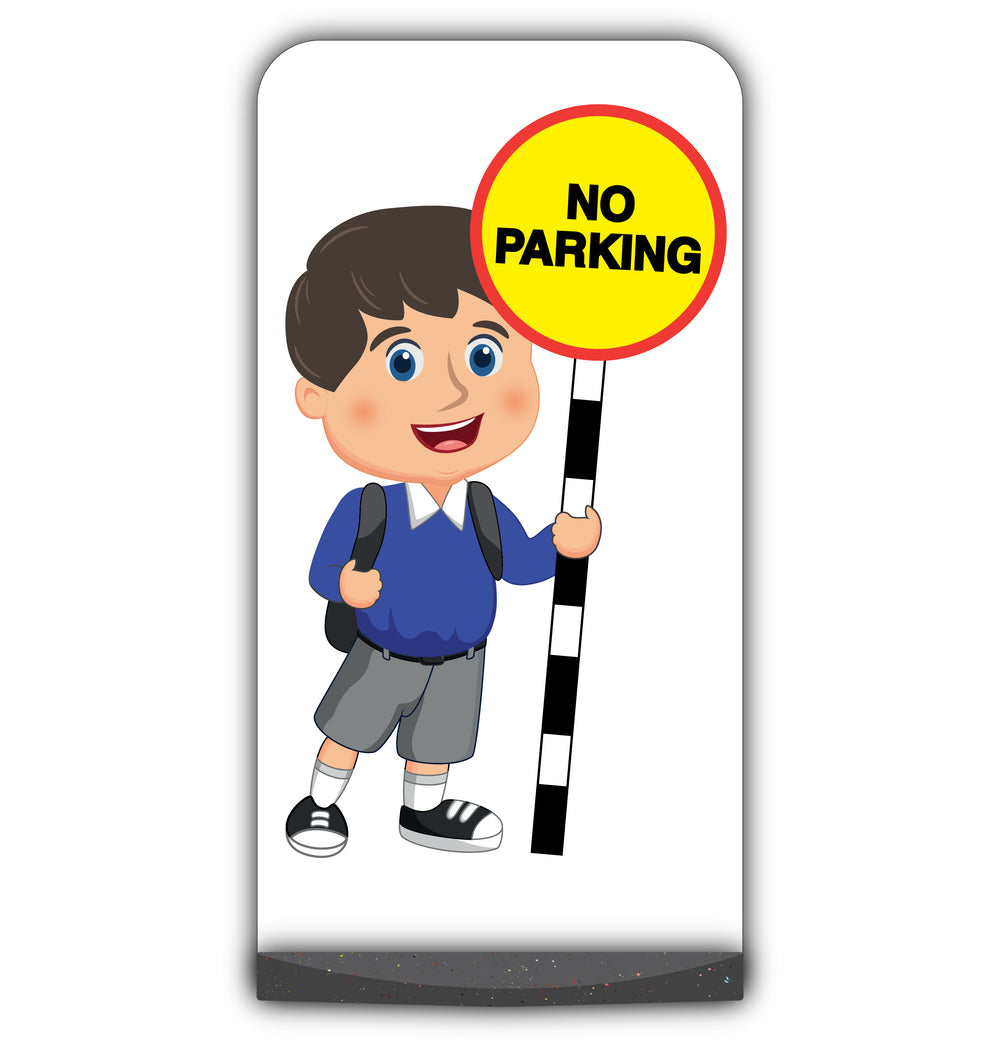 School Kid Flat Panel Pavement Sign – Charlie – No Parking – Blue Uniform