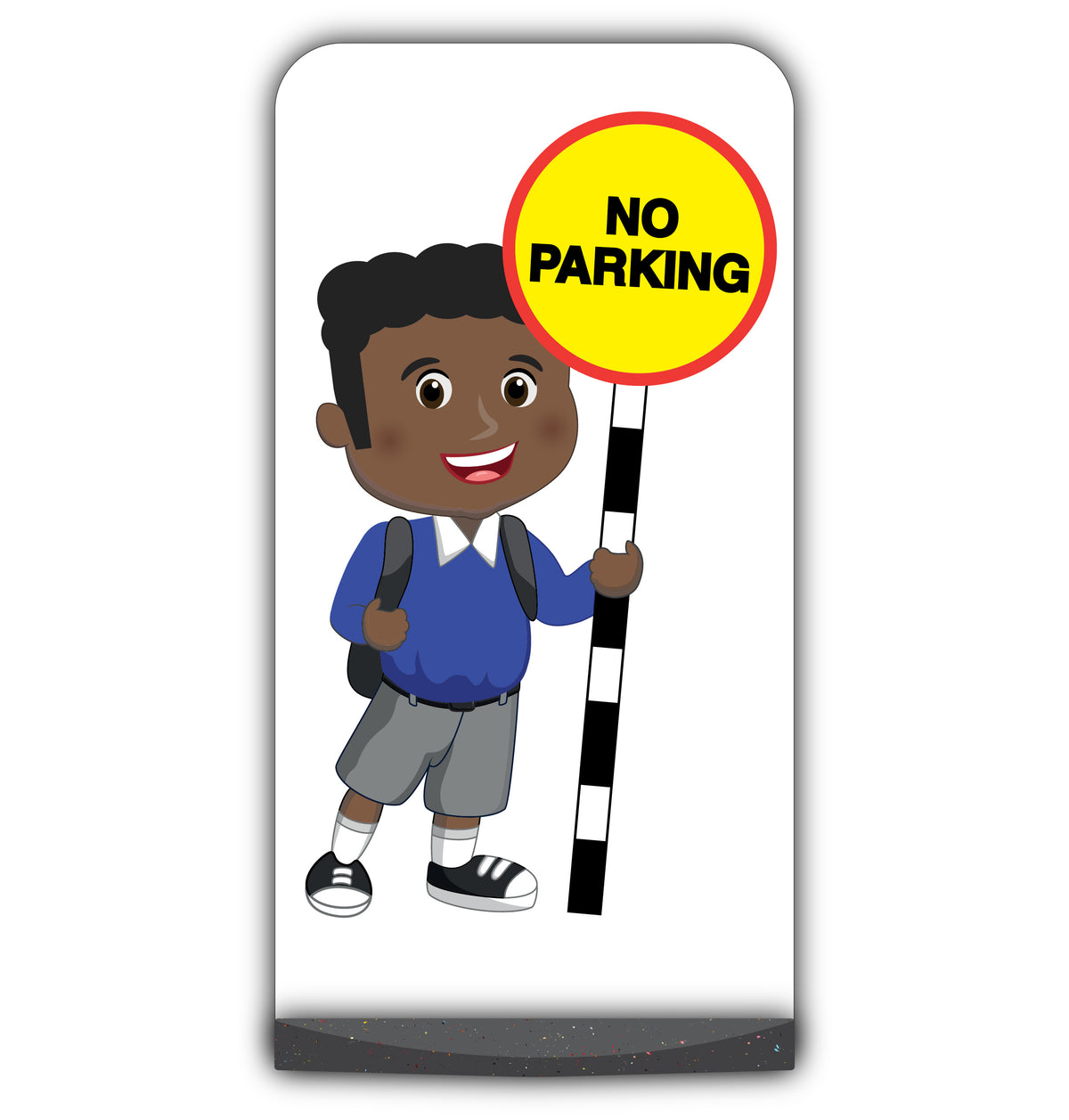 School Kid Flat Panel Pavement Sign – Toby – No Parking – Blue Uniform