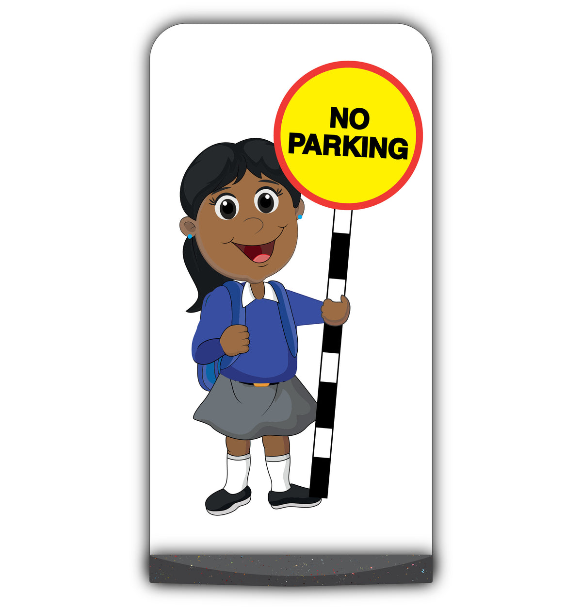 School Kid Flat Panel Pavement Sign – Ruby – No Parking – Blue Uniform