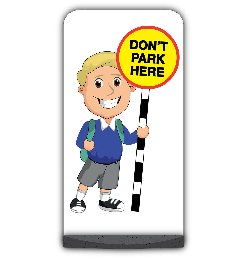 School Kid Flat Panel Pavement Sign – Finn – Don’t Park Here – Blue Uniform