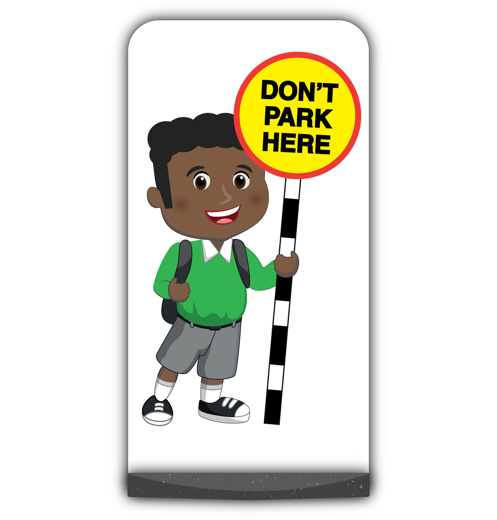 School Kid Flat Panel Pavement Sign – Toby – Don’t Park Here – Green Uniform