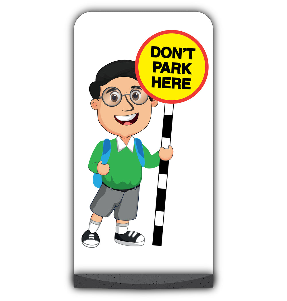 School Kid Flat Panel Pavement Sign – Liam – Don’t Park Here – Green Uniform