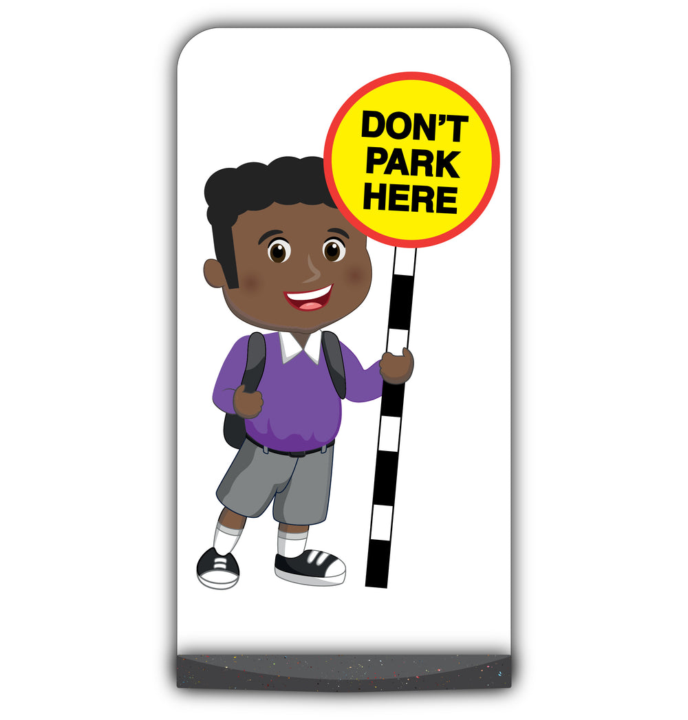 School Kid Flat Panel Pavement Sign – Toby – Don’t Park Here – Purple Uniform