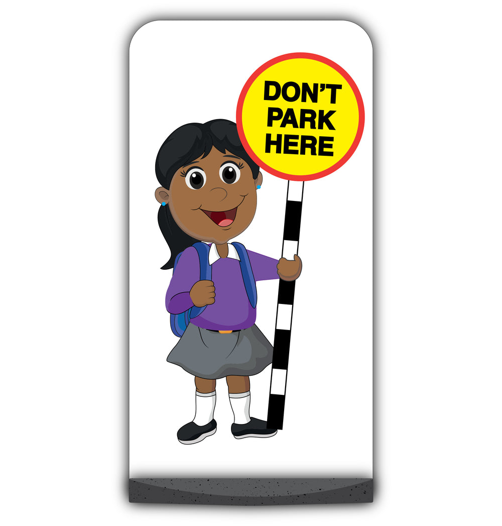 School Kid Flat Panel Pavement Sign – Ruby – Don’t Park Here – Purple Uniform