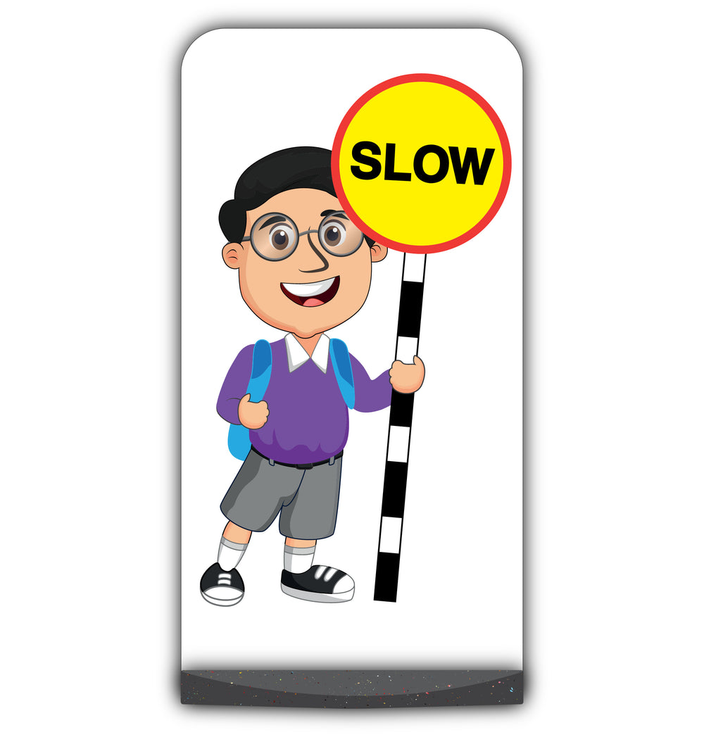 School Kid Flat Panel Pavement Sign – Liam – Slow – Purple Uniform