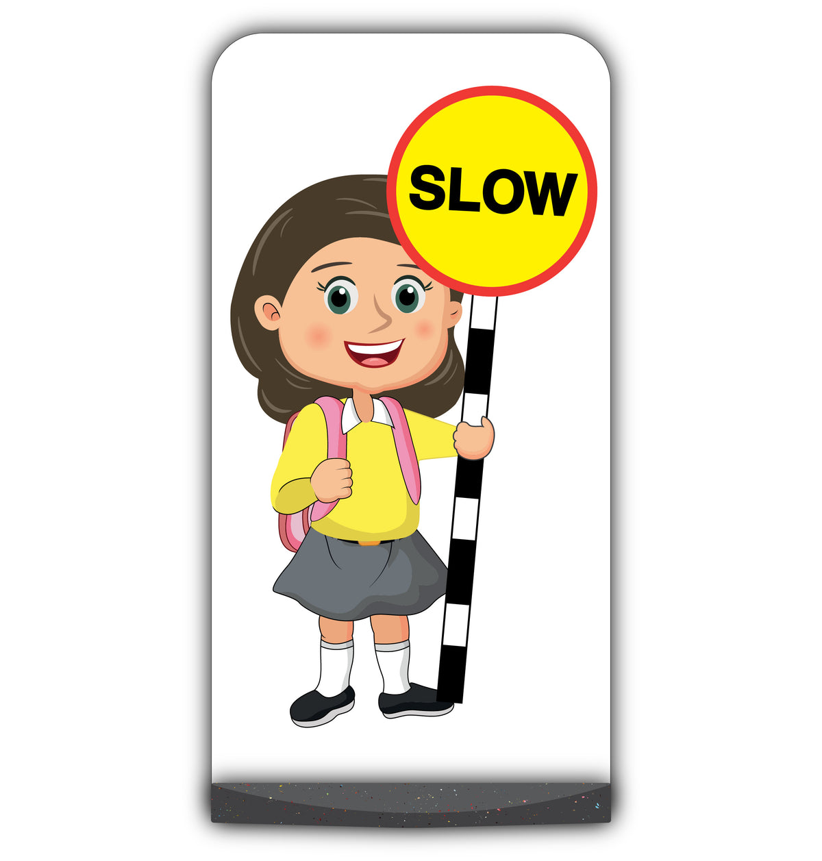 School Kid Flat Panel Pavement Sign – Mollie – Slow – Yellow Uniform