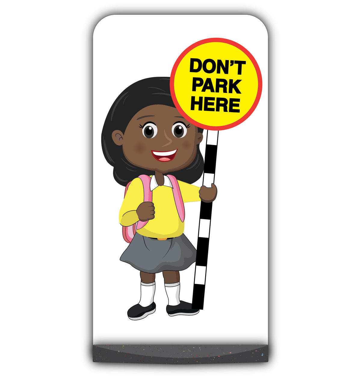 School Kid Flat Panel Pavement Sign – Naomi – Don’t Park Here – Yellow Uniform