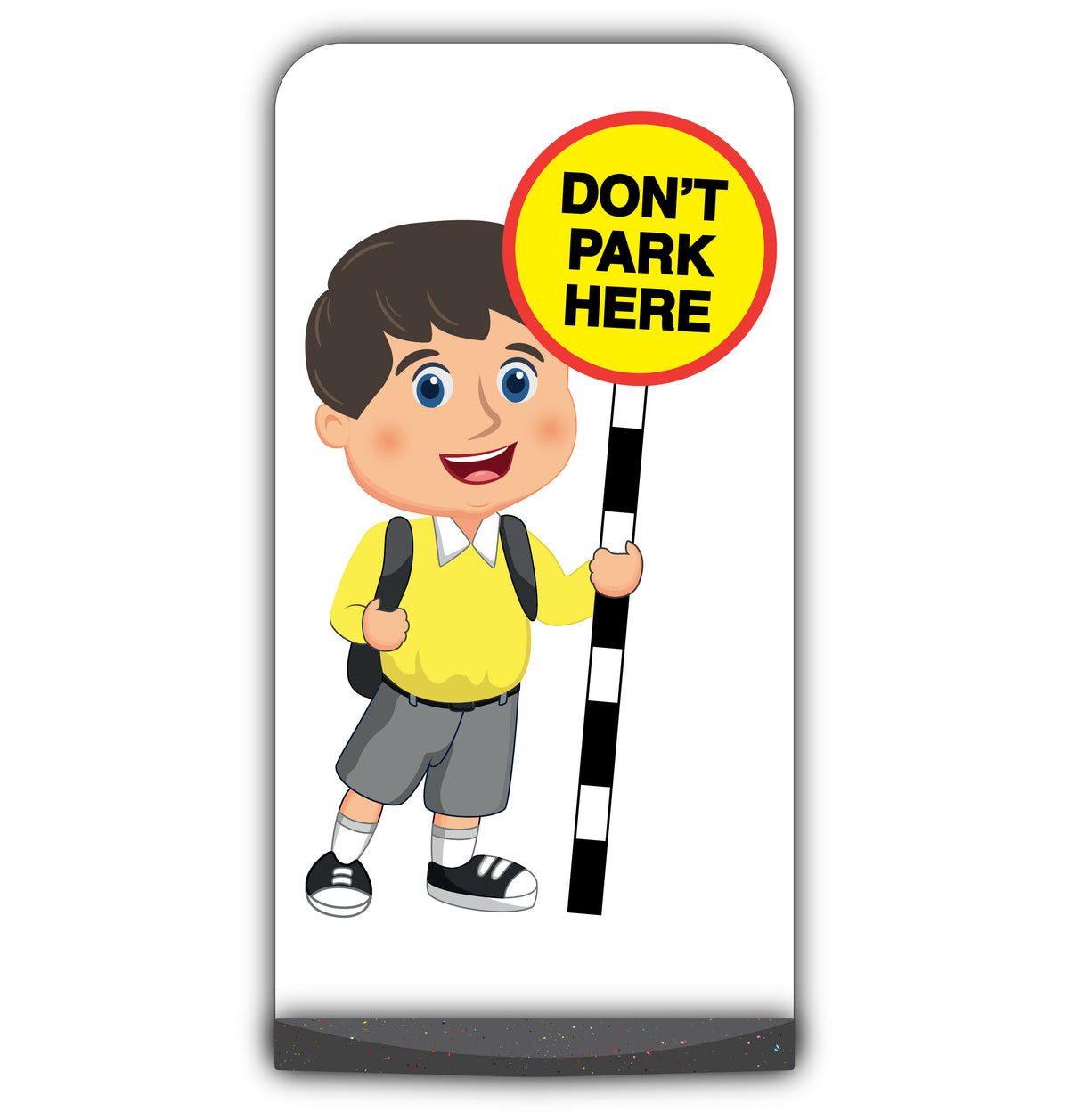 School Kid Flat Panel Pavement Sign – Charlie – Don’t Park Here – Yellow Uniform
