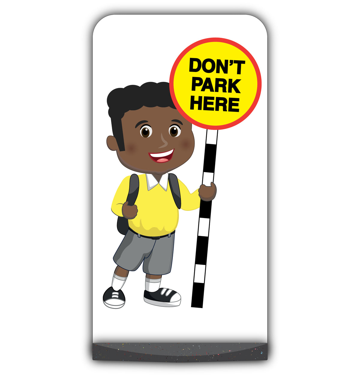 School Kid Flat Panel Pavement Sign – Toby – Don’t Park Here – Yellow Uniform