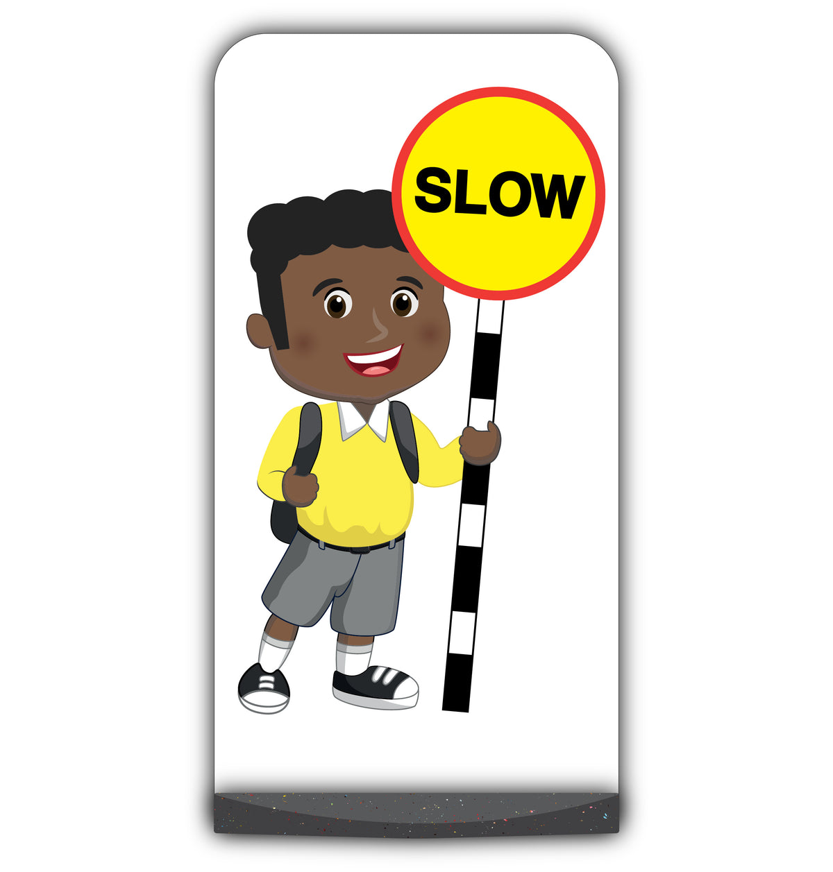 School Kid Flat Panel Pavement Sign – Toby – Slow – Yellow Uniform