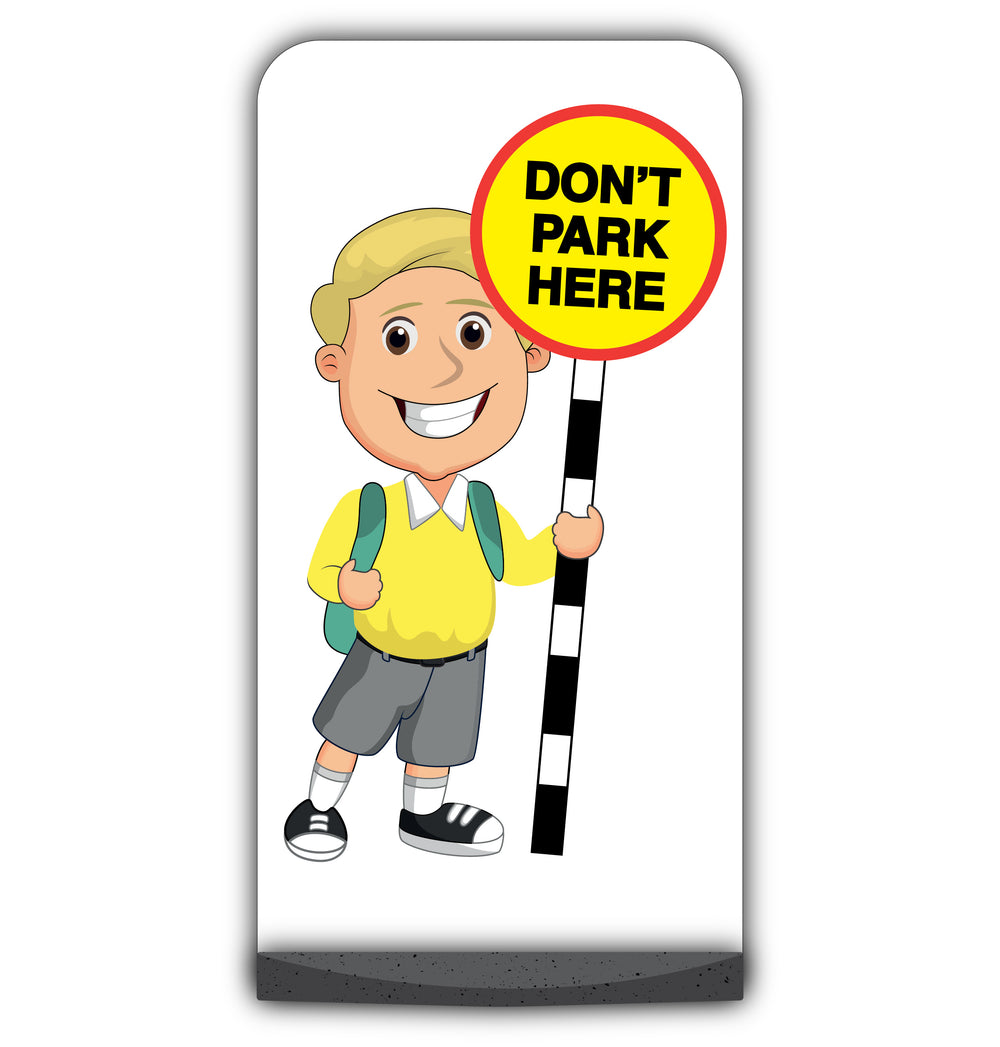 School Kid Flat Panel Pavement Sign – Finn – Don’t Park Here – Yellow Uniform