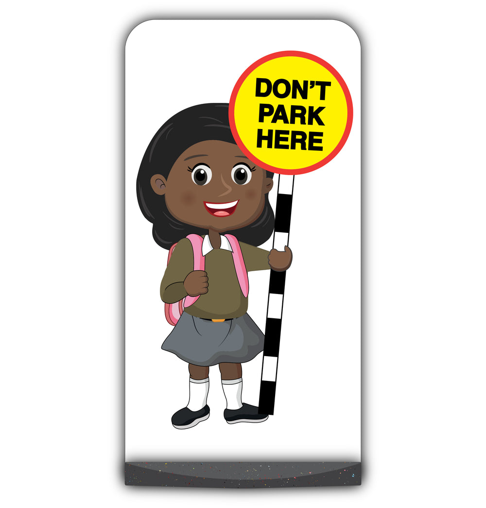 School Kid Flat Panel Pavement Sign – Naomi – Don’t Park Here – Brown Uniform