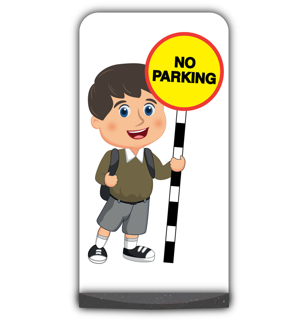 School Kid Flat Panel Pavement Sign – Charlie – No Parking – Brown Uniform