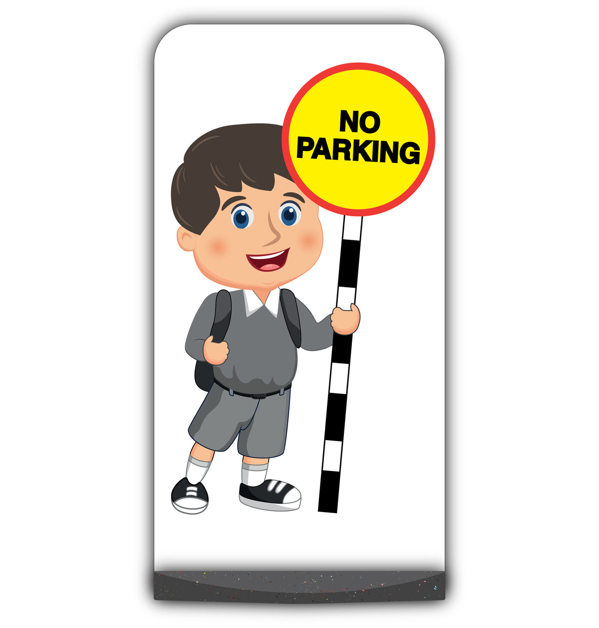 School Kid Flat Panel Pavement Sign – Charlie – No Parking – Grey Uniform