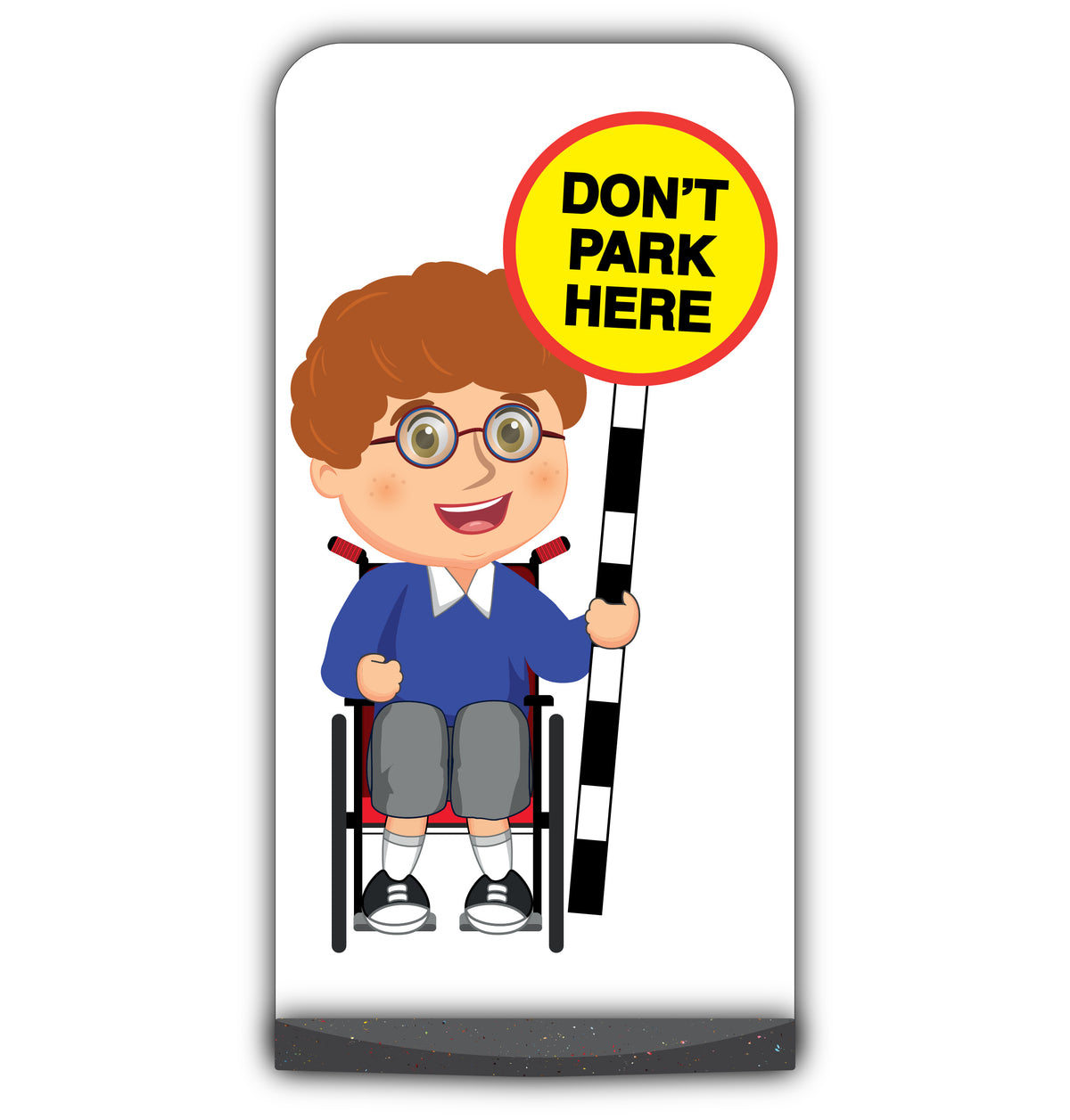 School Kid Flat Panel Pavement Sign – Ben – Don’t Park Here – Blue Uniform