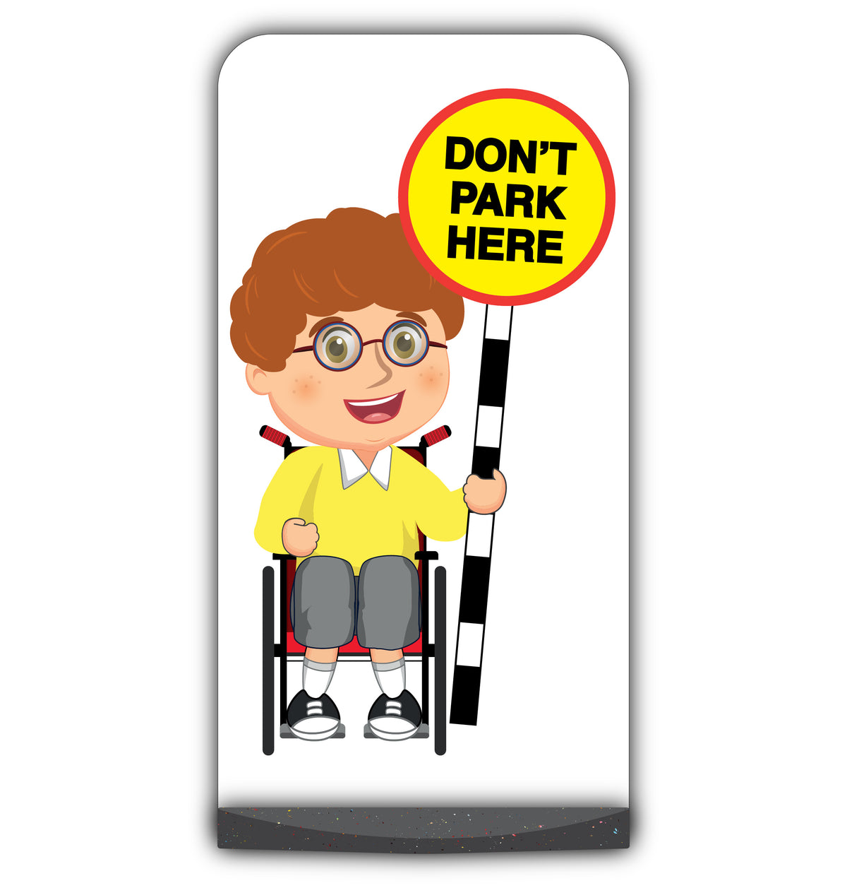 School Kid Flat Panel Pavement Sign – Ben – Don’t Park Here – Yellow Uniform