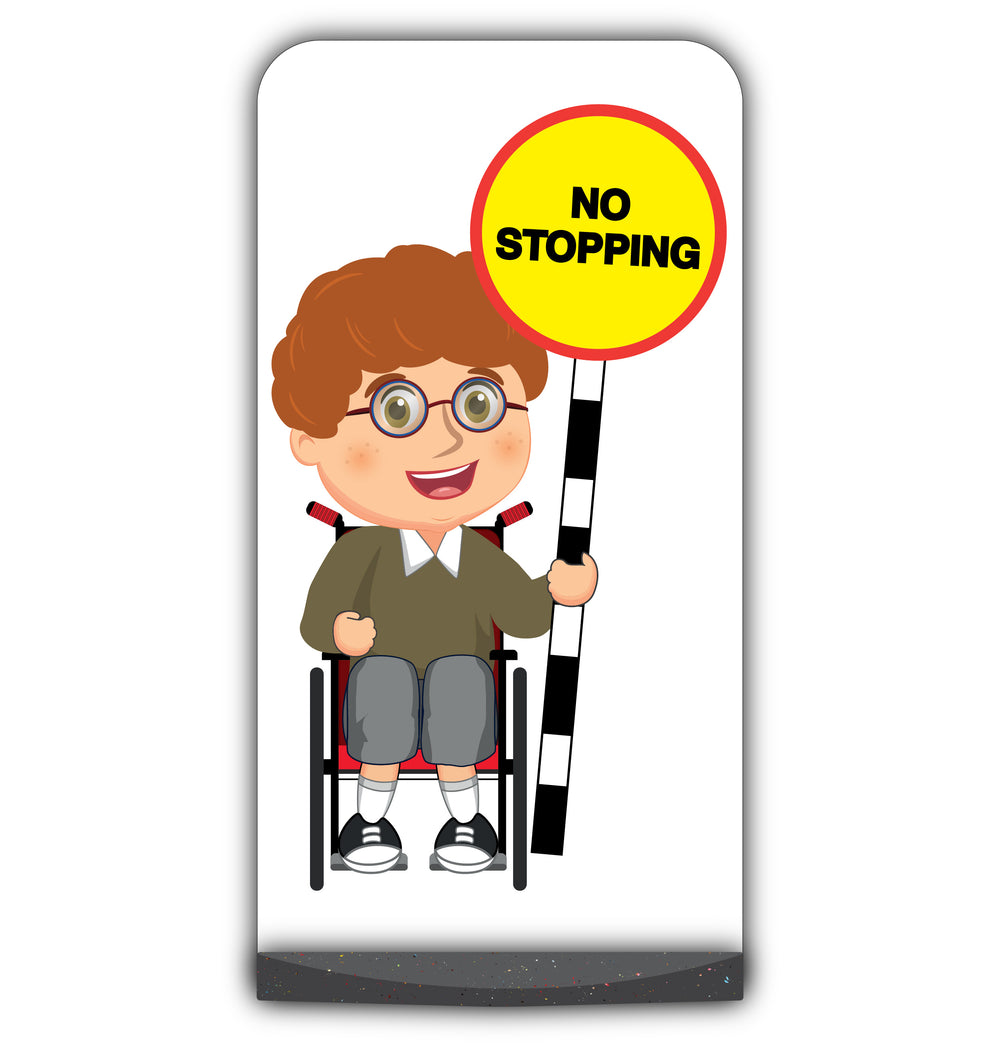 School Kid Flat Panel Pavement Sign – Ben – No Stopping – Brown Uniform