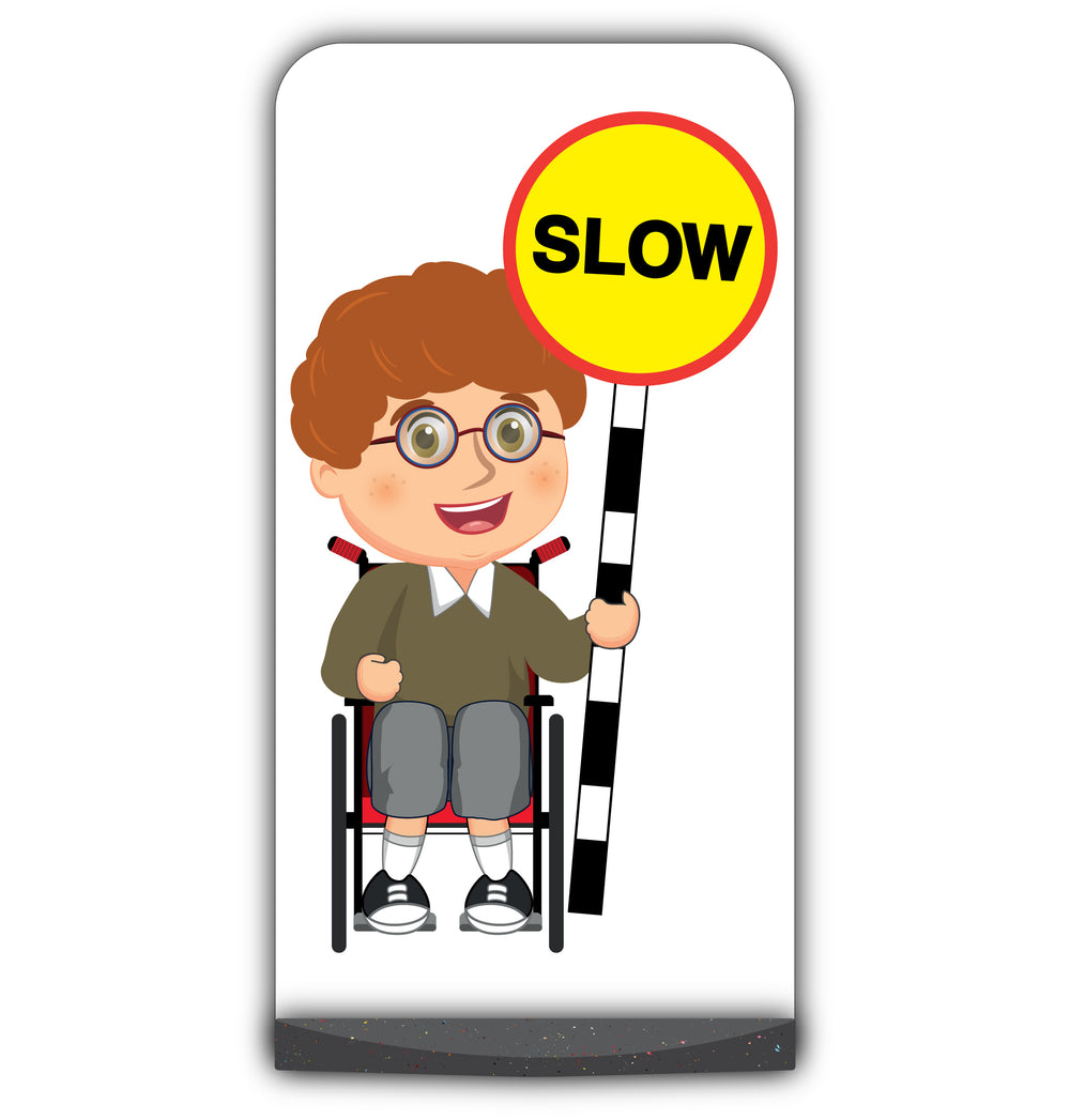 School Kid Flat Panel Pavement Sign – Ben – Slow – Brown Uniform