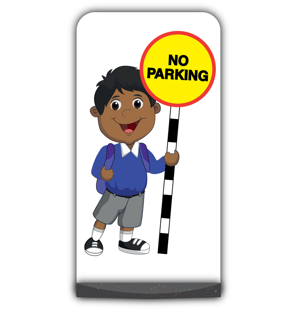 School Kid Flat Panel Pavement Sign – Kamal – No Parking – Blue Uniform