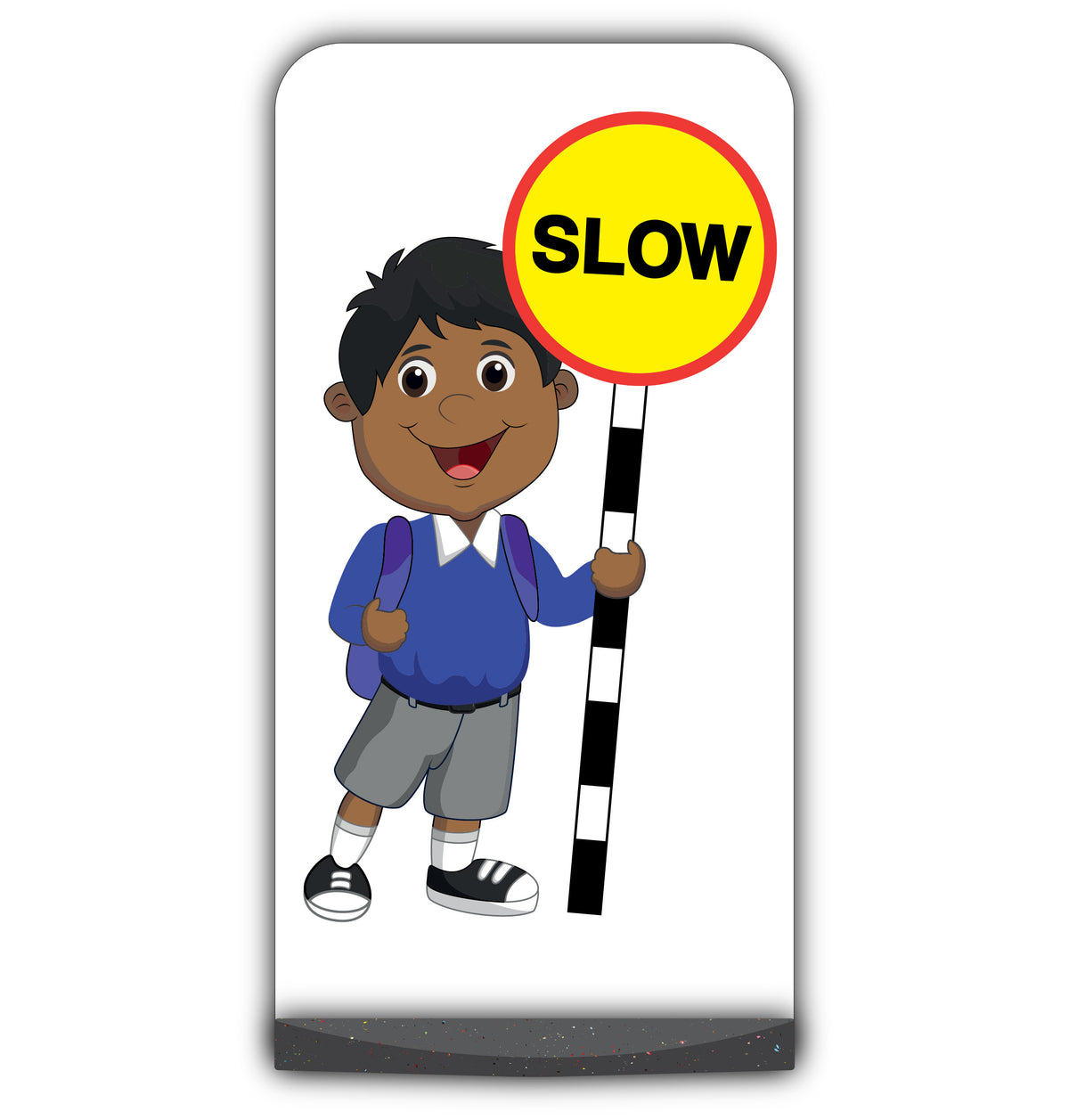 School Kid Flat Panel Pavement Sign – Kamal – Slow – Blue Uniform