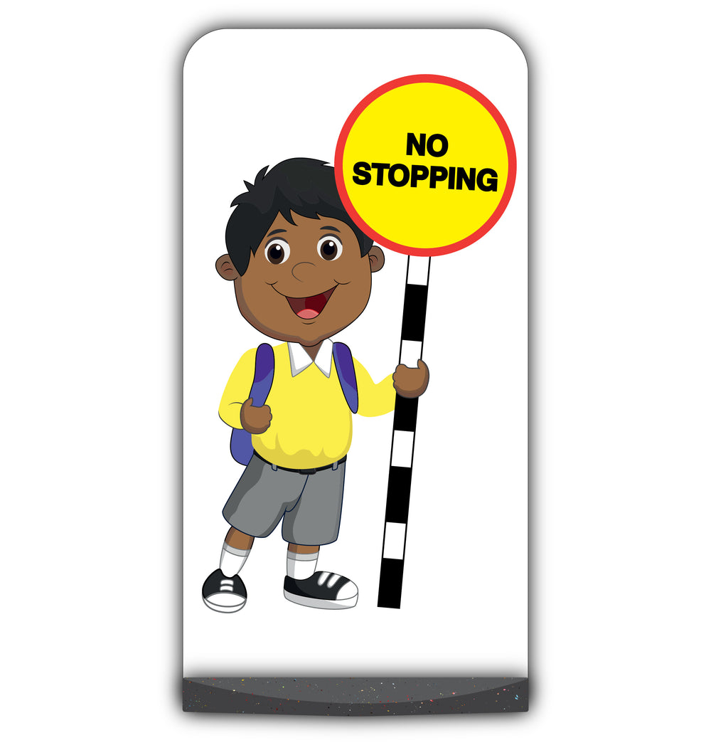School Kid Flat Panel Pavement Sign – Kamal – No Stopping – Yellow Uniform