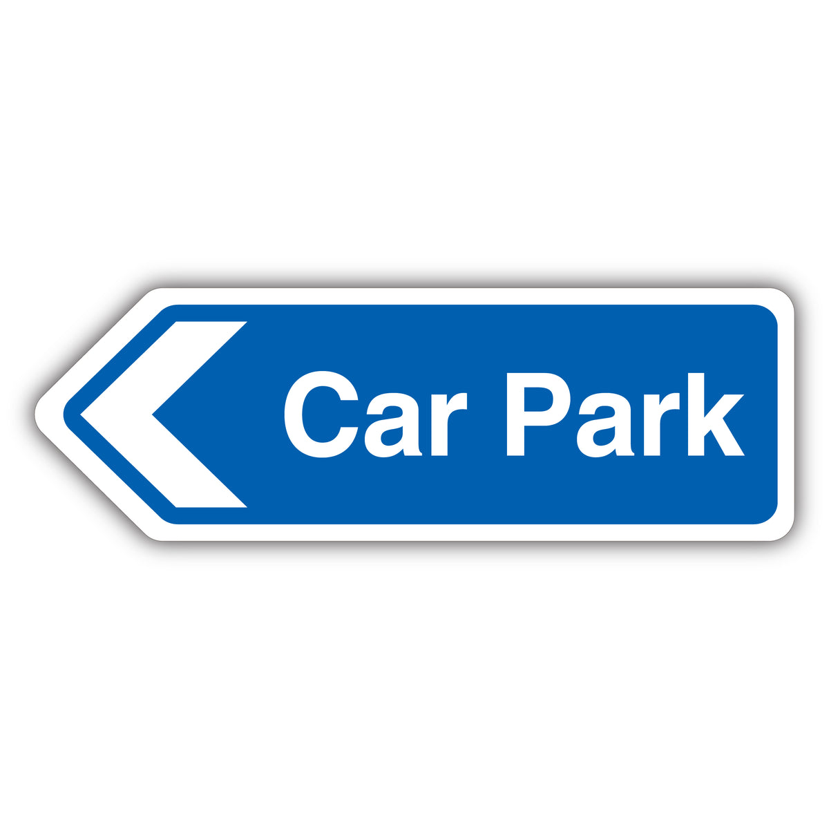Car Park Arrow Left – Blue Landscape – Shaped Sign