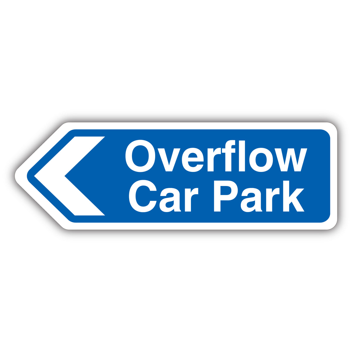 Overflow Car Park Arrow Left – Blue Landscape – Shaped Sign
