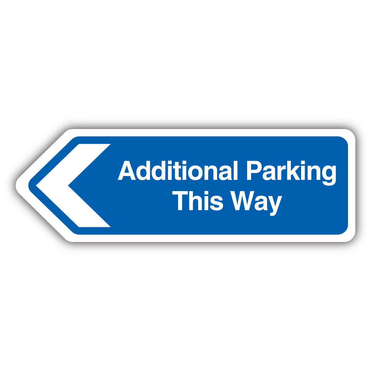 Additional Parking This Way Arrow Left – Blue – Shaped Sign
