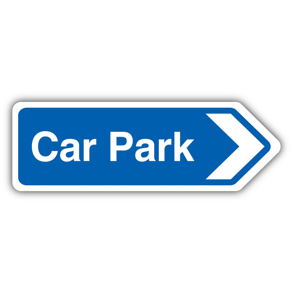 Car Park Arrow Right – Blue Landscape – Shaped Sign