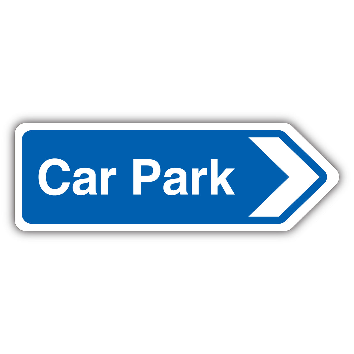 Car Park Arrow Right – Blue Landscape – Shaped Sign