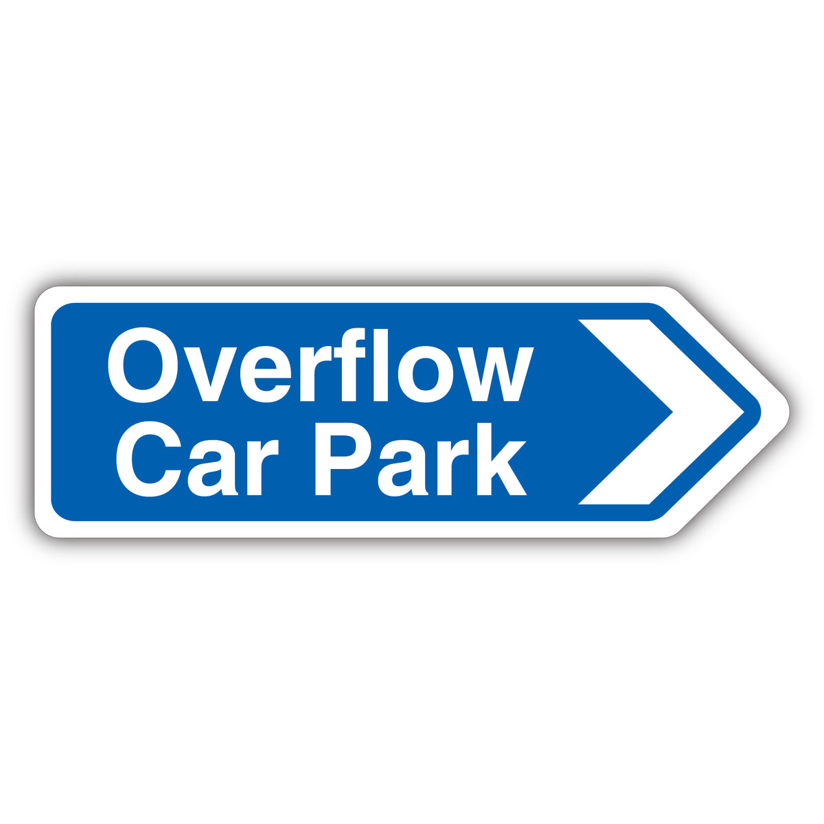 Overflow Car Park Arrow Right – Blue Landscape – Shaped Sign