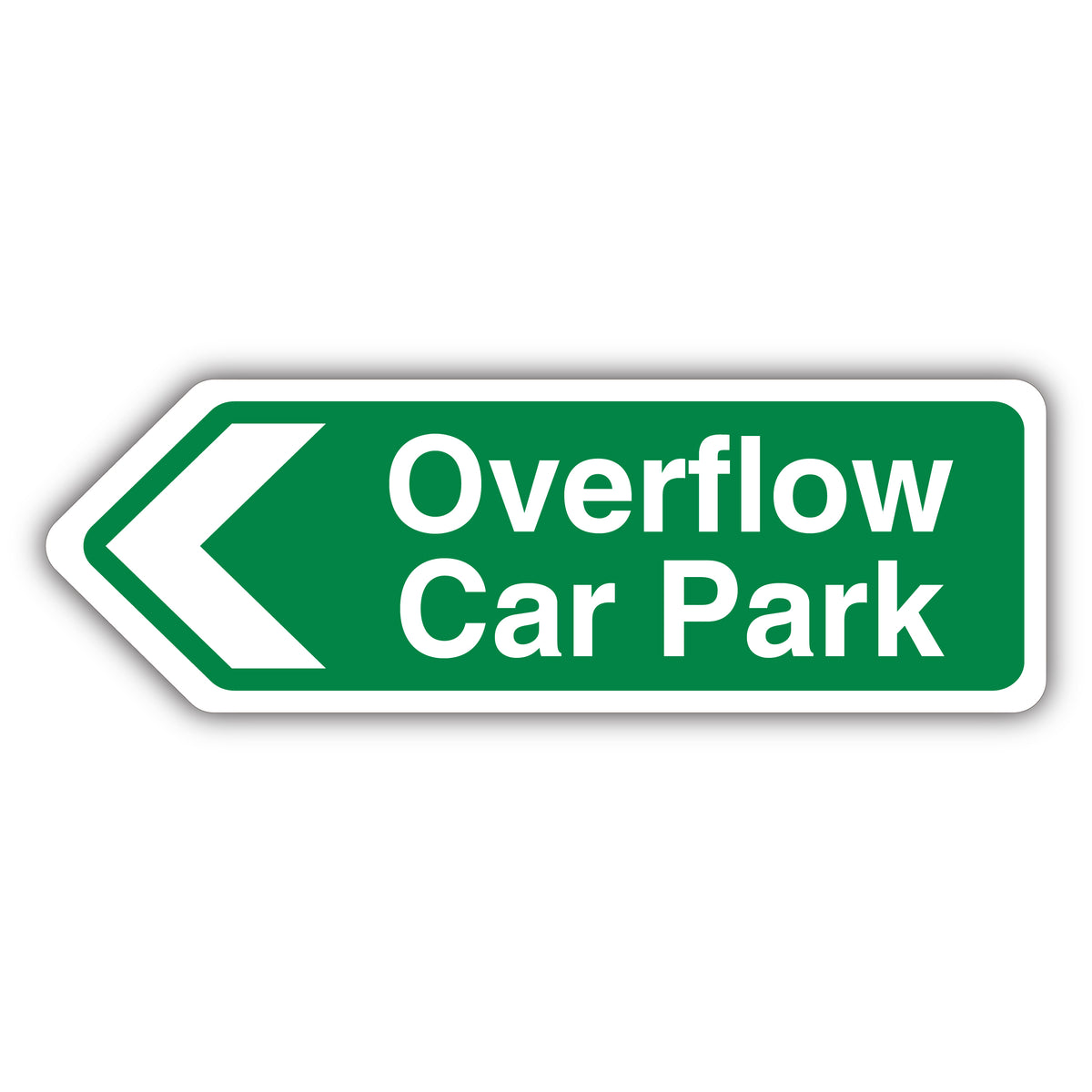 Overflow Car Park Arrow Left – Green – Shaped Sign