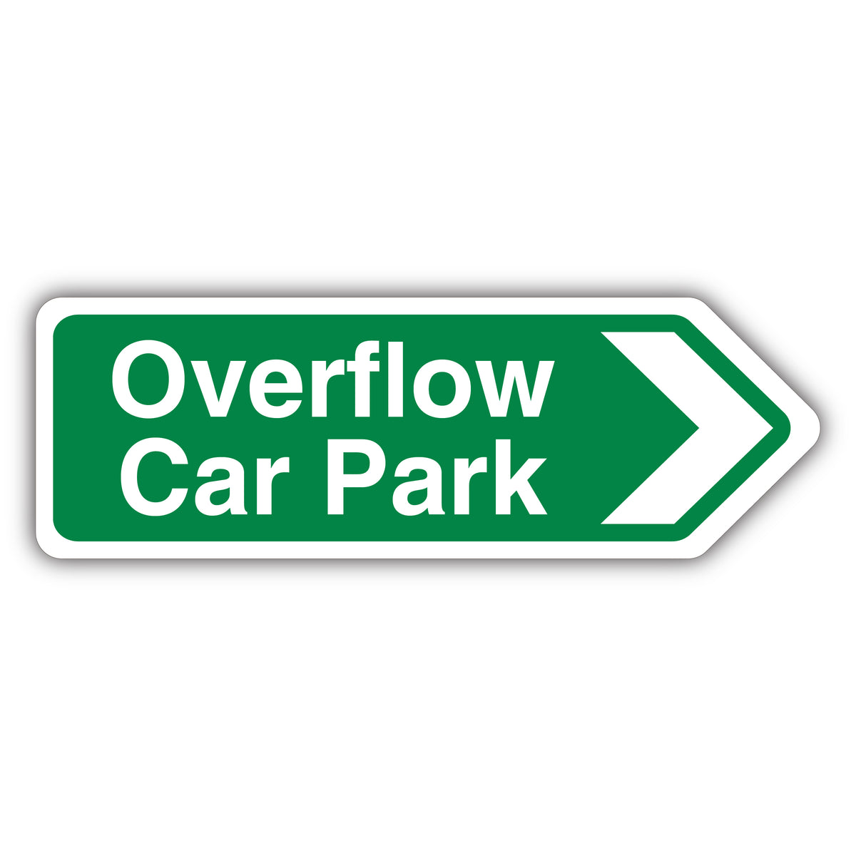 Overflow Car Park Arrow Right – Green – Shaped Sign