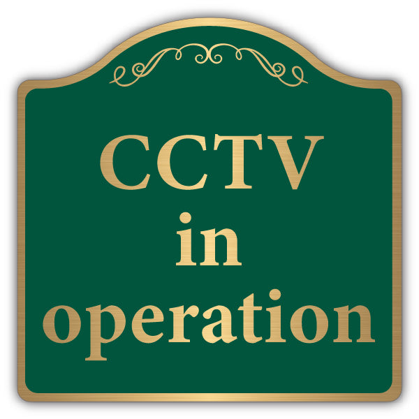 CCTV In Operation – Brushed Gold Prestige Sign