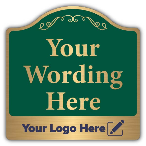 Custom Text Prestige Sign – Add Your Logo – Gold