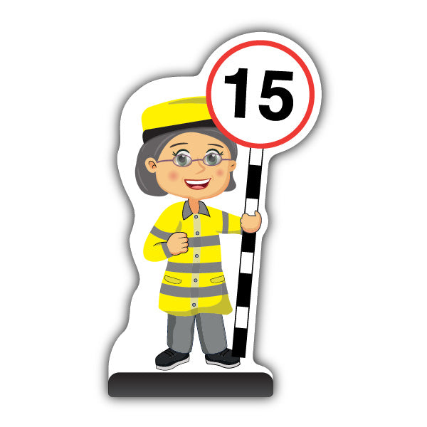 Lollipop Person Cut Out Pavement Sign – Lisa – 15 mph