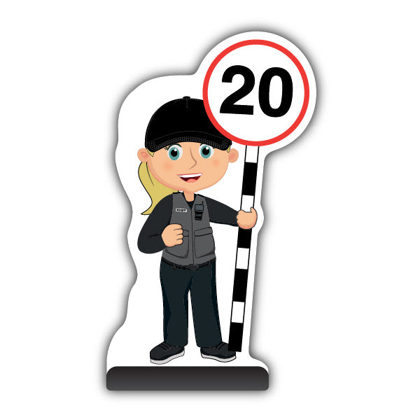 Security Guard Cut Out Pavement Sign – Grace – 20 mph