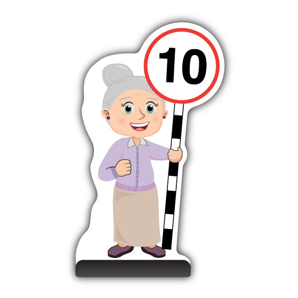 Senior Citizen Cut Out Pavement Sign – Joan – 10 mph