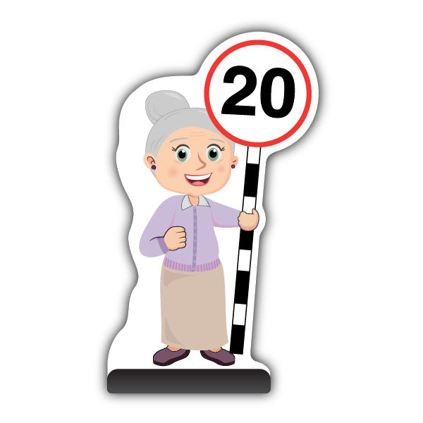 Senior Citizen Cut Out Pavement Sign – Joan – 20 mph