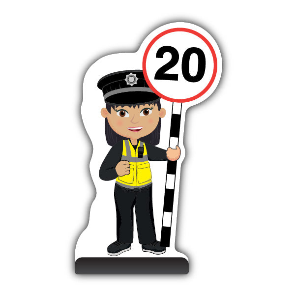 Police Officer Cut Out Pavement Sign – PC Lin – 20 mph